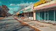 © AImg - Main street with abandoned stores image. Small business crisis in town photography scene wallpaper. Impact of economy recession on entrepreneurship concept photorealistic photo