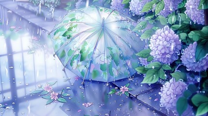 Wall Mural - an umbrella with leaves 