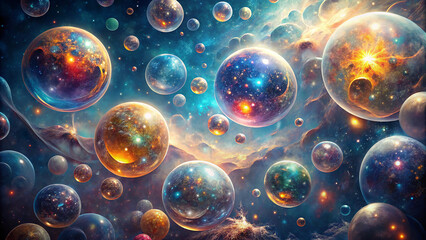 Wall Mural - Multiple Universes Contained Within Bubble-Like Structures