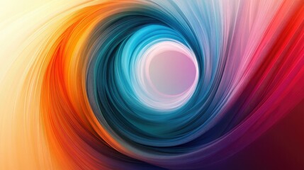 Wall Mural - Abstract lines in vibrant colors forming a smooth, circular flow, symbolizing the life cycle concept, against a soft gradient background.