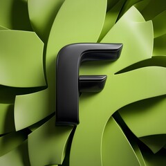 3D letter 'F' with a matte finish in solid color background Generated by Ai