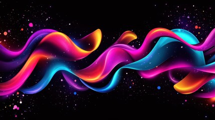 Aufkleber - Vibrant abstract waves of colorful light on a dark background, creating a dynamic and futuristic visual effect.