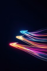 Fototapete - Vibrant multicolored light trails on a dark background create a dynamic and futuristic visual effect, perfect for modern design projects.