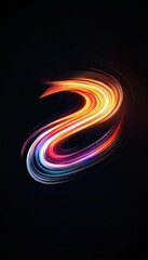 Aufkleber - Vivid abstract light trail forming a dynamic and colorful shape on a dark background, perfect for digital design, modern art, or technology themes.