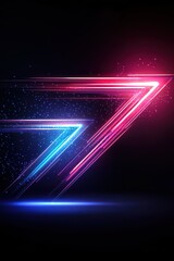 Poster - Futuristic neon digital number seven with glowing red and blue lights on a dark background, symbolizing technology and innovation.