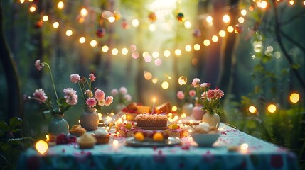 Enchanting Birthday in a Magical Forest with Fairy Lights and Whimsical Decor