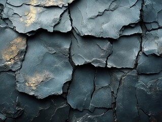 dramatic closeup of dark slate surface intricate textures and patterns revealed in shadowy lighting