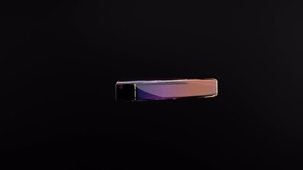 3d animated geometric background of spinning glass triangle. Rainbow colors reflection glass. Abstract glass effect and triangles motion movement on black background. 3d 4k seamless looped video