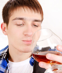 Canvas Print - Young Man drink Alcohol