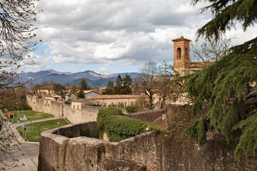 Poster - Citta di Castello, Perugia, Umbria, Italy: landscape of the ancient town with the medieval city walls and the Apennine Mountains in background