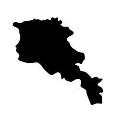 Wall Mural - Hand drawn black map of Armenia. Silhouette, Europe geography. Vector isolated on white background