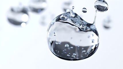 Wall Mural - cg floating water droplets: cg-rendered water droplets suspended in mid-air, perfectly round and tra