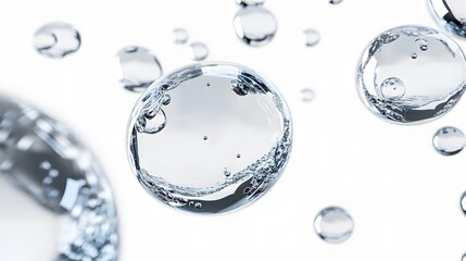 Wall Mural - cg floating water droplets: cg-rendered water droplets suspended in mid-air, perfectly round and tra