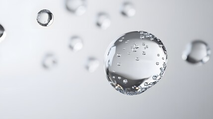 Wall Mural - cg floating water droplets: cg-rendered water droplets suspended in mid-air, perfectly round and tra