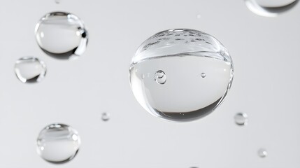 Wall Mural - cg floating water droplets: cg-rendered water droplets suspended in mid-air, perfectly round and tra
