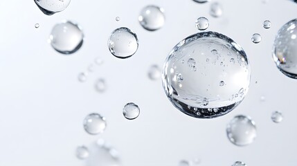 Wall Mural - cg floating water droplets: cg-rendered water droplets suspended in mid-air, perfectly round and tra