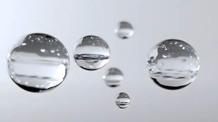 Wall Mural - cg floating water droplets: cg-rendered water droplets suspended in mid-air, perfectly round and tra