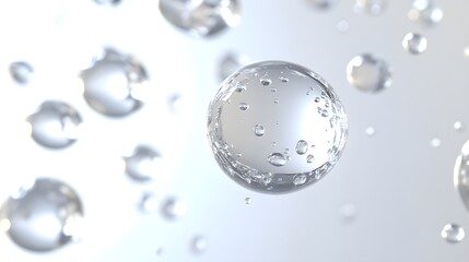 Wall Mural - cg floating water droplets: cg-rendered water droplets suspended in mid-air, perfectly round and tra