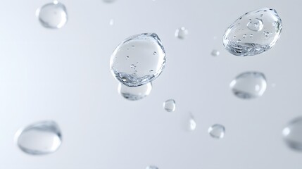 Wall Mural - cg floating water droplets: cg-rendered water droplets suspended in mid-air, perfectly round and tra