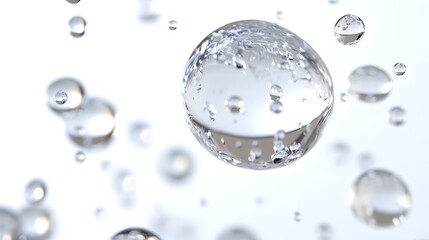 Wall Mural - cg floating water droplets: cg-rendered water droplets suspended in mid-air, perfectly round and tra