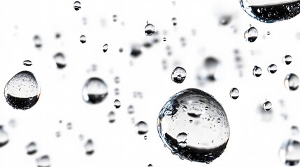 Wall Mural - cg floating water droplets: cg-rendered water droplets suspended in mid-air, perfectly round and tra