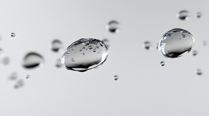 Wall Mural - cg floating water droplets: cg-rendered water droplets suspended in mid-air, perfectly round and tra