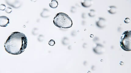 Wall Mural - cg floating water droplets: cg-rendered water droplets suspended in mid-air, perfectly round and tra