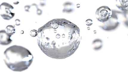Wall Mural - cg floating water droplets: cg-rendered water droplets suspended in mid-air, perfectly round and tra