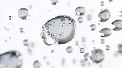 Wall Mural - cg floating water droplets: cg-rendered water droplets suspended in mid-air, perfectly round and tra