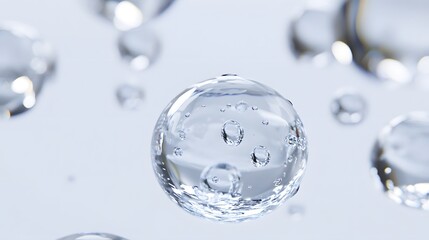 Wall Mural - cg floating water droplets: cg-rendered water droplets suspended in mid-air, perfectly round and tra