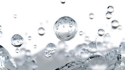 Wall Mural - cg floating water droplets: cg-rendered water droplets suspended in mid-air, perfectly round and tra