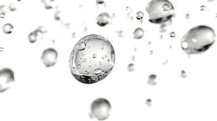 Wall Mural - cg floating water droplets: cg-rendered water droplets suspended in mid-air, perfectly round and tra