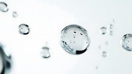 Wall Mural - cg floating water droplets: cg-rendered water droplets suspended in mid-air, perfectly round and tra