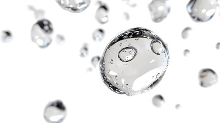 Wall Mural - cg floating water droplets: cg-rendered water droplets suspended in mid-air, perfectly round and tra