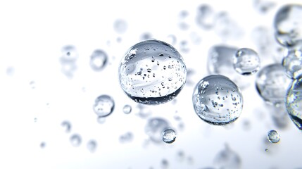 Wall Mural - cg floating water droplets: cg-rendered water droplets suspended in mid-air, perfectly round and tra