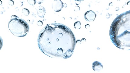 Wall Mural - cg floating water droplets: cg-rendered water droplets suspended in mid-air, perfectly round and tra