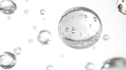 Wall Mural - cg floating water droplets: cg-rendered water droplets suspended in mid-air, perfectly round and tra