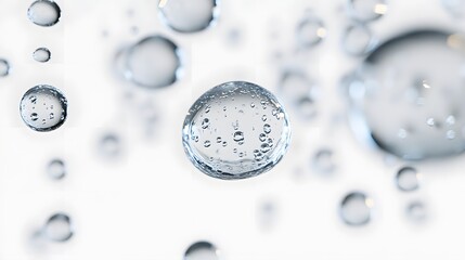 Wall Mural - cg floating water droplets: cg-rendered water droplets suspended in mid-air, perfectly round and tra