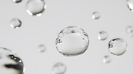Wall Mural - cg floating water droplets: cg-rendered water droplets suspended in mid-air, perfectly round and tra