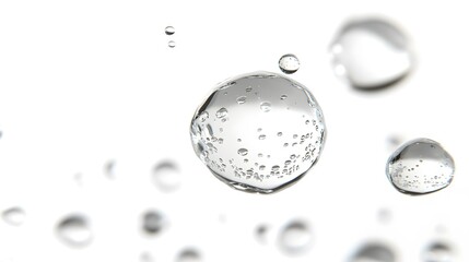 Wall Mural - cg floating water droplets: cg-rendered water droplets suspended in mid-air, perfectly round and tra