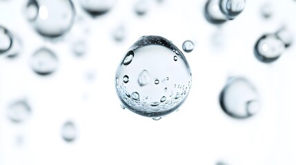 Wall Mural - cg floating water droplets: cg-rendered water droplets suspended in mid-air, perfectly round and tra