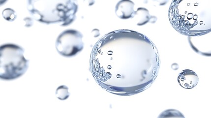 Wall Mural - cg floating water droplets: cg-rendered water droplets suspended in mid-air, perfectly round and tra