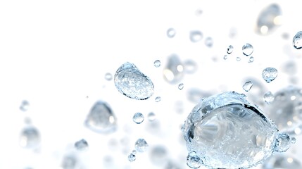 Wall Mural - cg floating water droplets: cg-rendered water droplets suspended in mid-air, perfectly round and tra