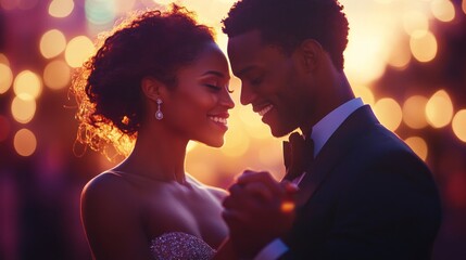 Wall Mural - A couple is dancing and smiling at the camera