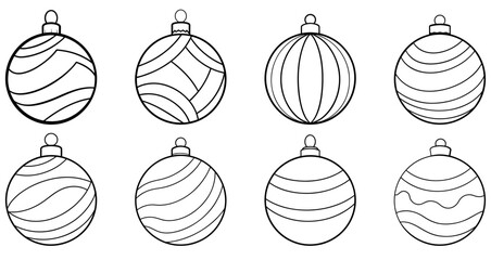 Wall Mural - christmas ball icon. set of christmas balls. christmas ball icons in flat linear design. vector illu