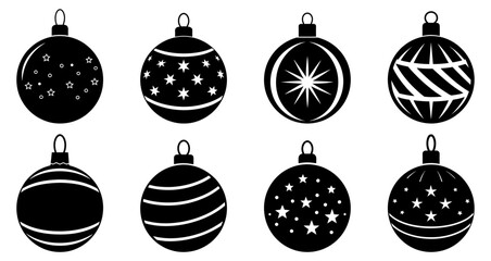 Wall Mural - christmas ball icon. set of black christmas balls. christmas ball icons in flat design. vector illus