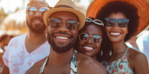 Wall Mural - portrait of black friends at summer disco