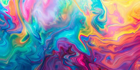 Wall Mural - vibrant abstract fluid art wallpaper with multicolored swirls and patterns