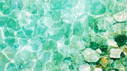 Wall Mural -   A close-up of a body of water with rocks on the water's surface