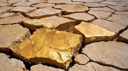 Wall Mural -   A golden heart atop a fissured earth